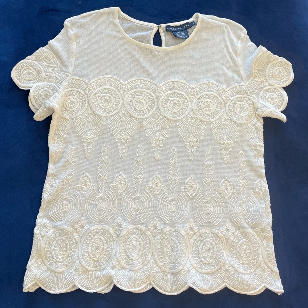 Ralph Lauren Sheer Lace  Top Size Small